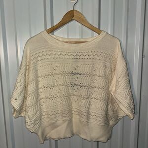 Frye and Co Cream Pointelle Knit Dolman Sleeve Sweater Women Medium Casual NWT